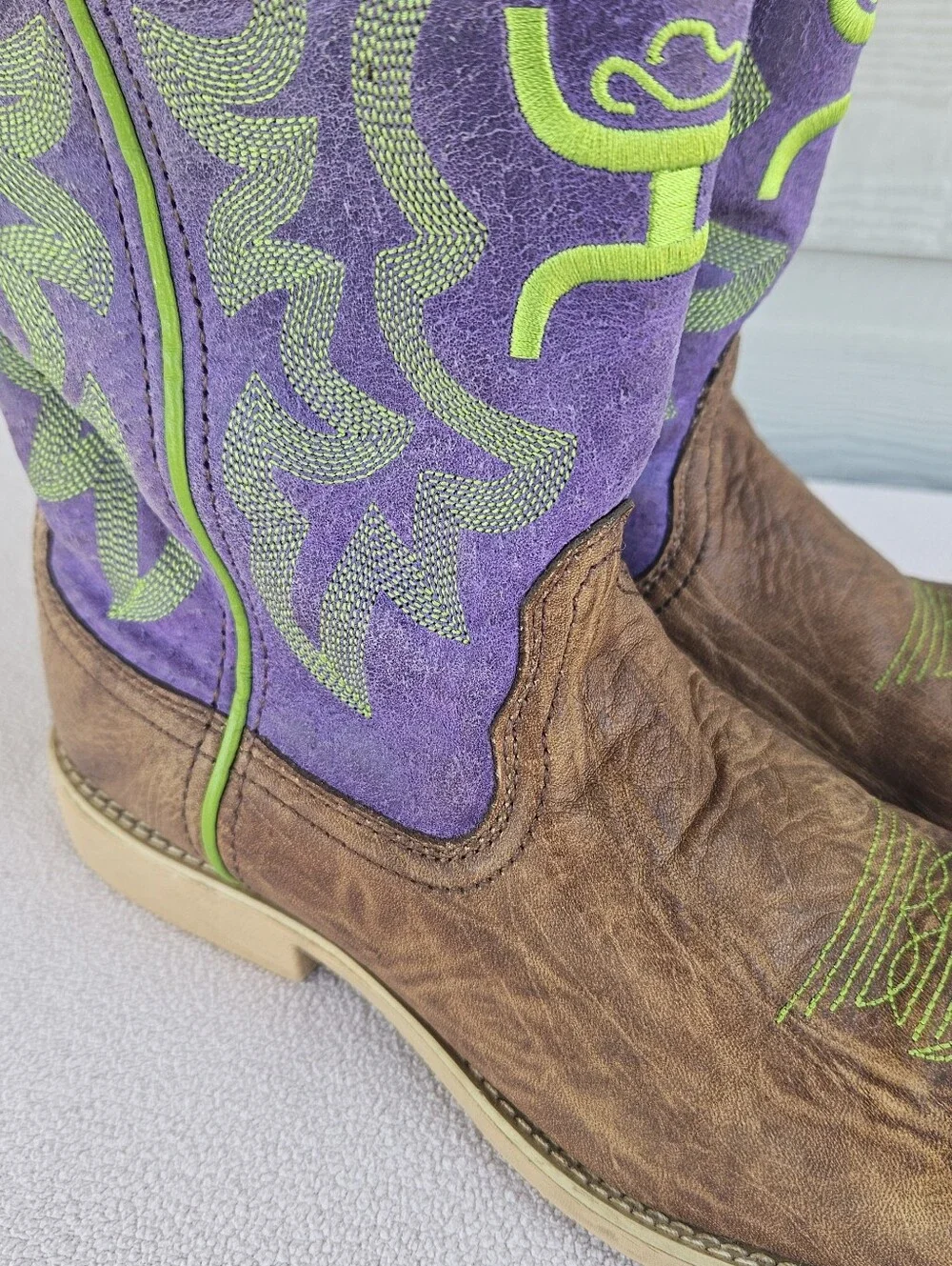 Twisted X Cowkid's Hooey Western Boot Youth SZ 4 Brown Purple Western Rodeo